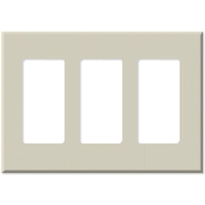 Leviton Decora Plus Screwless Snap-On Wallplate, 3-Gang, Light Almond